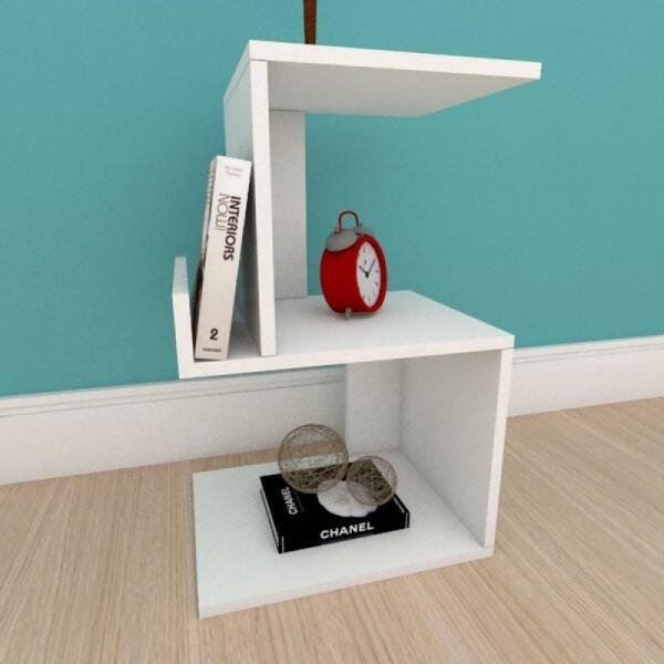 Estante de Livros com suporte para livros em mdf branco - 1