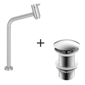 Kit Banheiro Torneira Link 31 Cm 1/4 de Volta + Válvula Click Inteligente para Cubas