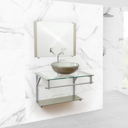 Gabinete Para Banheiro De Vidro Haití 60 Cm Com Torneira Link - Bege - 2