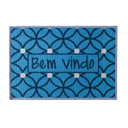 Ver imagem 1 de Tapete Corttex de Porta Capacho Bem vindo Antiderrapante 40x60:Azul e Branco