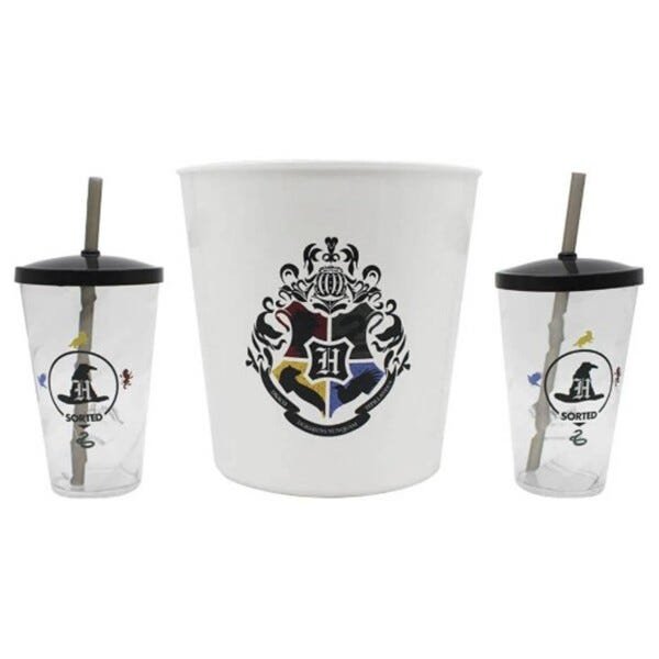 Almofada de Pipoca 2 Pessoas Harry Potter Hogwarts Preto e Dourado Zona Criativa - 3