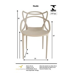 Kit 6 Cadeira Allegra Masters Nude - 8