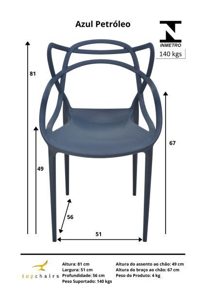 Kit 4 Cadeiras Allegra Masters Azul Petróleo - 6