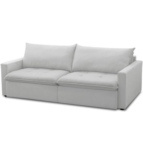 Sofá Cama Retrátil Reclinável para Sala de Estar 208cm Lari F04 Bouclê Cinza - Lyam Decor