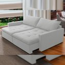 Ver imagem 2 de Sofá Cama Retrátil Reclinável para Sala de Estar 208cm Lari F04 Bouclê Cinza - Lyam Decor