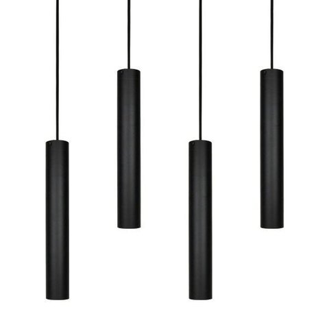 Kit 4 Pendente Tubo 35cm Gu10 Preto para Bancada Cozinha Banheiro Quarto