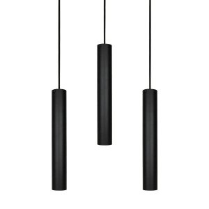 Kit 3 Pendente Tubo 35cm Gu10 Preto para Bancada Cozinha Banheiro Quarto