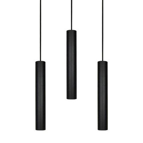 Kit 3 Pendente Tubo 35cm Gu10 Preto para Bancada Cozinha Banheiro Quarto