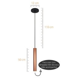 Kit 2 Pendente Tubo 35cm Gu10 Cobre para Bancada Cozinha Banheiro Quarto - 3