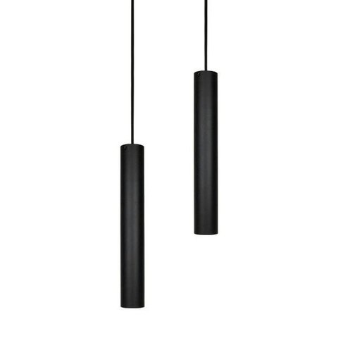 Kit 2 Pendente Tubo 35cm Gu10 Preto para Bancada Cozinha Banheiro Quarto