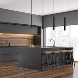 Kit 2 Pendente Tubo 35cm Gu10 Preto para Bancada Cozinha Banheiro Quarto - 2