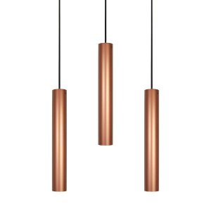 Kit 3 Pendente Tubo 35cm Gu10 Cobre para Bancada Cozinha Banheiro Quarto