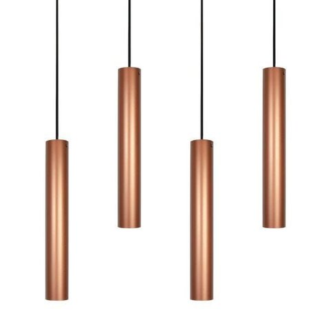 Kit 4 Pendente Tubo 35cm Gu10 Cobre para Bancada Cozinha Banheiro Quarto