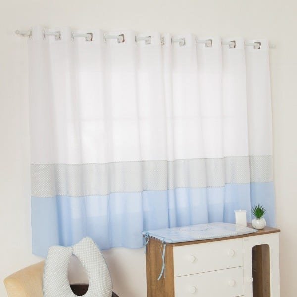 Cortina Quarto De Bebê Balãozinho Cores 2 m azul - 2