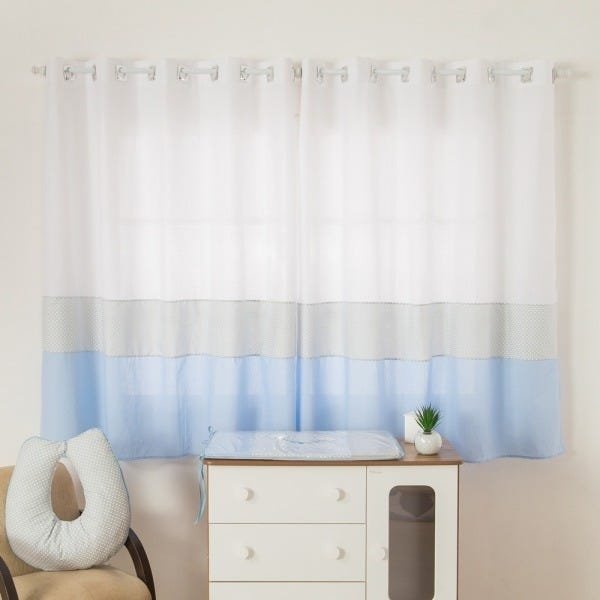 Cortina Quarto De Bebê Balãozinho Cores 2 m azul - 1