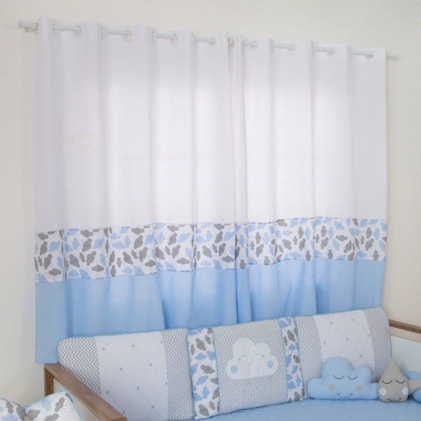 Cortina Nuvenzinha 2,00 Mts Para Quarto bebe azul claro - 2