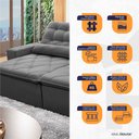 Ver imagem 6 de Sofá Retrátil/Reclinável Islândia 2,50m Suede Velut Cinza c/ Molas no assento - King House