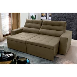 Sofá Retrátil/Reclinável Arizona 2,30m Suede Bege - King House - 1