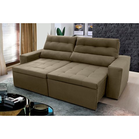 Sofá Retrátil/Reclinável Arizona 2,30m Suede Bege - King House