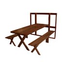 Ver imagem 1 de Conjunto Dobrável de Parede Para Churrasco 2m 2 Bancos Madeira Maciça Eucalipto Escuro