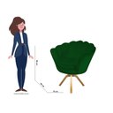 Ver imagem 3 de Poltrona Decorativa Pétala Base Giratória Madeira Suede Verde Mz Decor