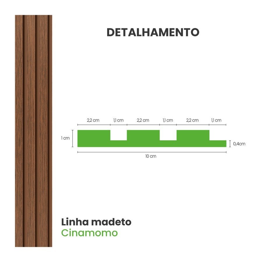 Painel Ripado Eva Laminado Autocolante 10cm Rpdol Madeto Cinamomo Valor do Metro - 3