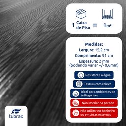 Piso Vinílico Autocolante Amadeirado Régua M² Carvão Tubrax - 3