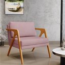 Ver imagem 2 de Kit 4 Poltronas Decorativas para Sala Estar Pietra Estrutura de Madeira L02 Suede Rosê - Lyam