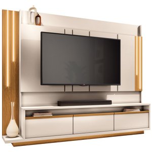 Estante Painel para Tv 75 Pol com Led Mound B01 Off White Cinamomo - Lyam Decor