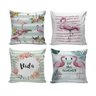 Kit com 4 Capas para Almofadas Decorativas de Sofá Summer Flamingos - 1