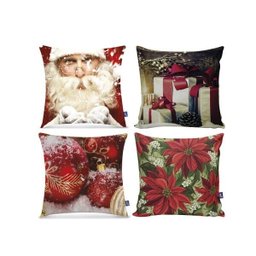 Kit com 4 Capas para Almofadas Decorativas de Sofá Natal - 1