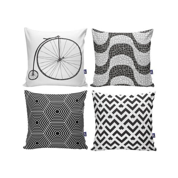 Kit com 4 Capas para Almofadas Decorativas de Sofá Bicicleta - 1