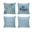 Ver imagem 1 de Kit com 4 Capas para Almofadas Decorativas de Sofá Borboleta Azul