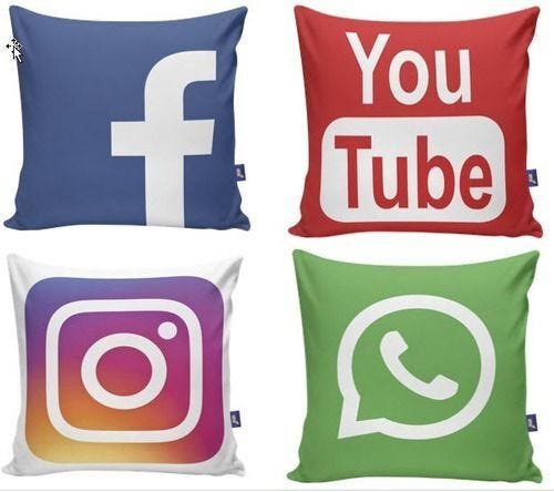 Kit Com 4 Capas Para Almofadas Decorativas Redes Sociais - 1