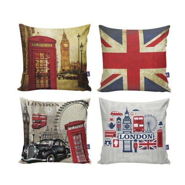 Kit com 4 Capas para Almofadas Decorativas de Sofá Londres - 1