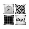Kit com 4 Capas para Almofadas Decorativas de Sofá Passarinho Preto e Branco - 1