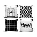 Ver imagem 1 de Kit com 4 Capas para Almofadas Decorativas de Sofá Passarinho Preto e Branco