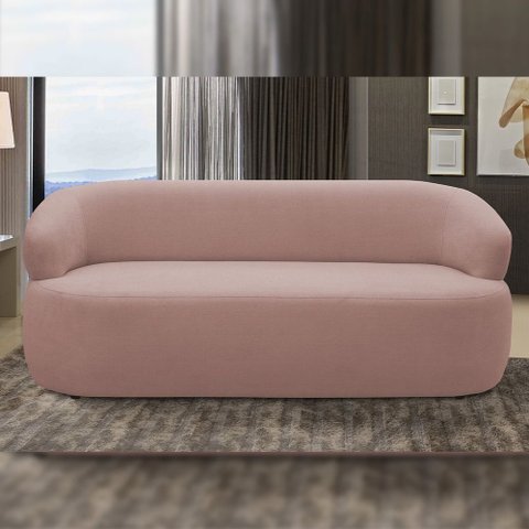 Sofá 2 Lugares Orgânico Sala de Estar Living 140cm Carmen F04 Veludo Rosê - Lyam Decor