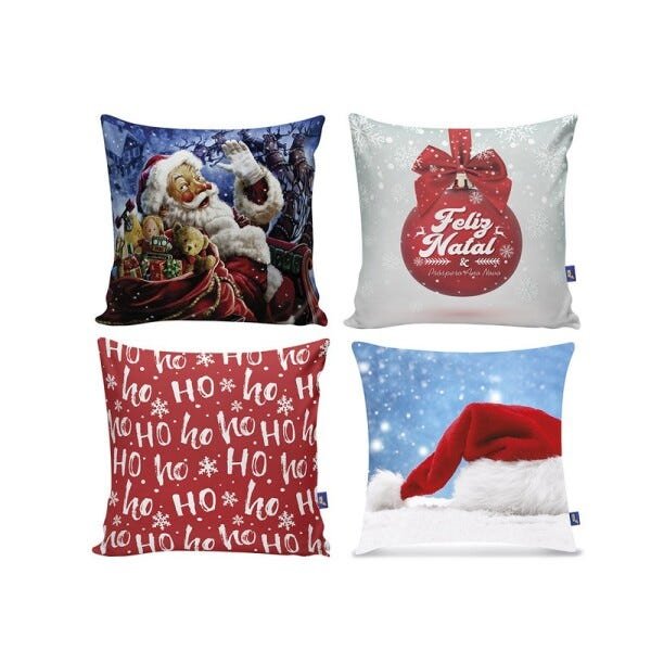 Kit com 4 Capas para Almofadas Decorativas de Sofá Natal 2 - 1