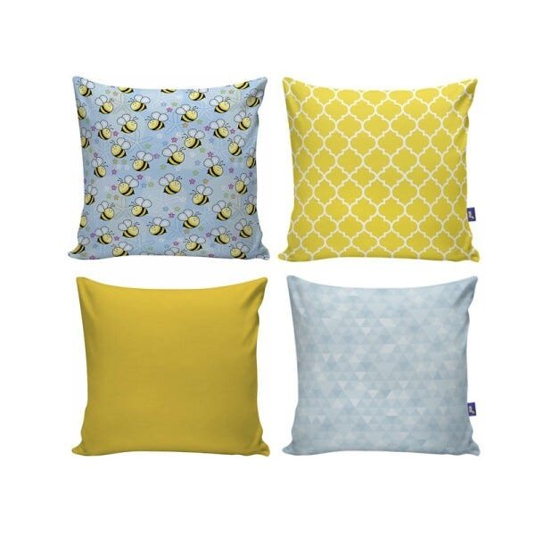 Kit com 4 Capas para Almofadas Decorativas de Sofá Abelhinha - 1