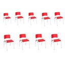Ver imagem 1 de Kit 9 Cadeiras Infantil Iso, Escola, Base Branco- Vermelho