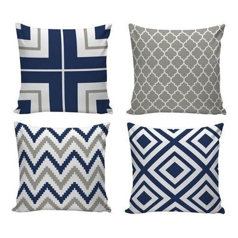 Kit 4 Almofadas Decorativas Geométrica 40x40 com Enchimento