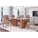 Ver imagem 1 de Conjunto: Mesa de Cozinha Ester Tampo Madeirado C/ Vidro 180x90cm e 6 Cadeiras Juliana Cinamomo/off