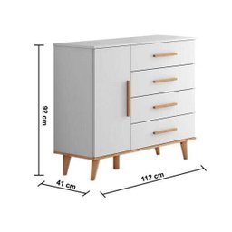 Cômoda Ludmila 4 Gavetas com Porta Branco - 3