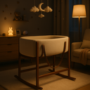 Ver imagem 4 de Berço Móises Bento Cesto Removível Tecido Boucle Areia Portátil Alças de Couro Quarto Infantil Bebê