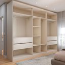 Ver imagem 5 de Guarda-roupa Casal Madalena 6 Portas 4 Gavetas 100% Mdf com Espelho Off White/peroba - Pm