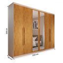 Ver imagem 4 de Guarda-roupa Casal Madalena 6 Portas 4 Gavetas 100% Mdf com Espelho Off White/peroba - Pm