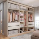 Ver imagem 2 de Guarda-roupa Casal Madalena 6 Portas 4 Gavetas 100% Mdf com Espelho Off White/peroba - Pm