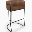 Ver imagem 1 de Banqueta Alta com Encosto Betina Base Preto Corano Rústico Caramelo - Nexta Casa