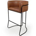 Ver imagem 2 de Banqueta Alta com Encosto Betina Base Preto Corano Rústico Caramelo - Nexta Casa